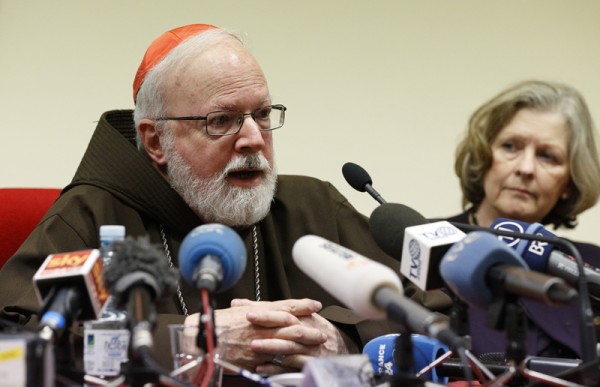 Cardinal Sean P. O'Malley of Boston, head of the Pontifical Commission for Child Protection, speaks at a news conference at the Pontifical Gregorian University in Rome on Feb. 16, 2015. Photo by Paul Haring, courtesy of Catholic News Service