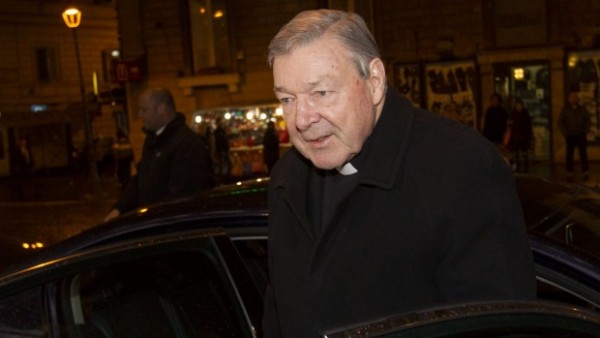 Cardinal George Pell arrives at the Quirinale hotel